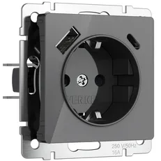 Изображение Розетка с быстрой зарядкой USB тип A+C (графит акрил) W1171744